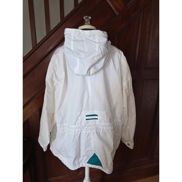 Mulberry Street Womens 2X White Hooded Jacket With Teal Accents & Zip Pockets - Picture 5 of 12